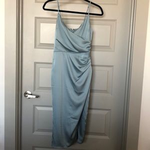 Abercrombie Light Blue Midi Satin Dress XS